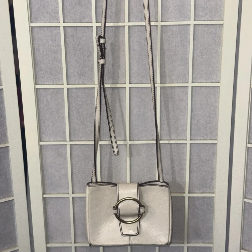 HOBO Mini Elan White Leather Small Minimalist Boho Western Crossbody Bag Purse